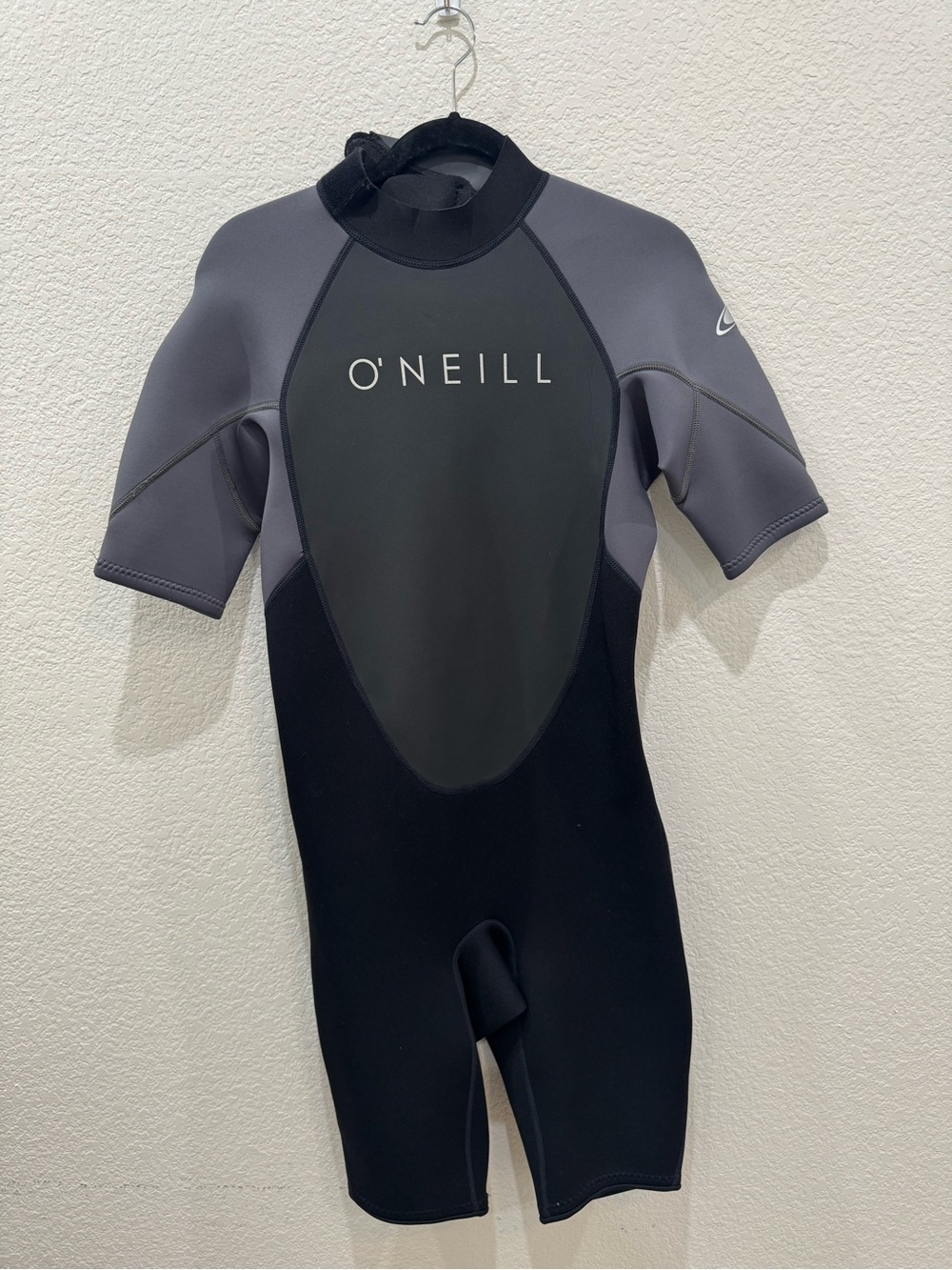 O’Neill Adult Shorty Wetsuit Black Gray Back Zip Surf Swim Diving Size M